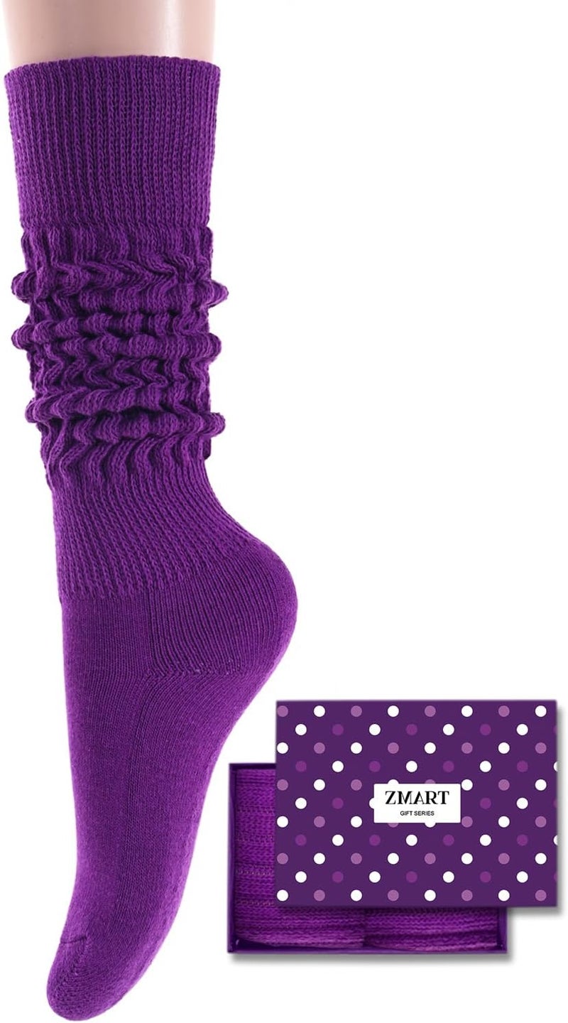 Zmart Women Slouch Socks - Cozy Scrunch Socks, 80s Style in White, Black, Orange & Cream - Image 1